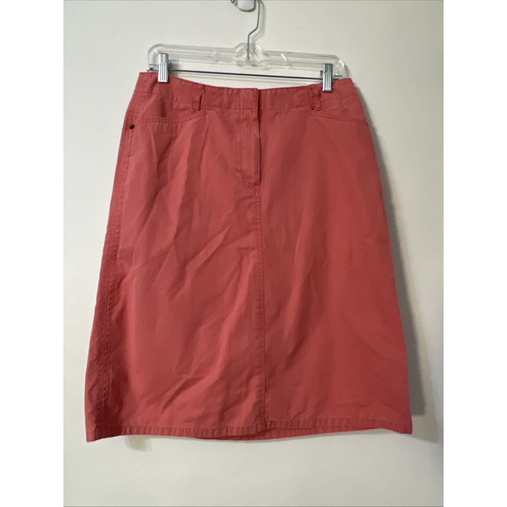 VTG L.L. Bean Women Skirt Pink Size 10 Cotton Zip Button Front Short
